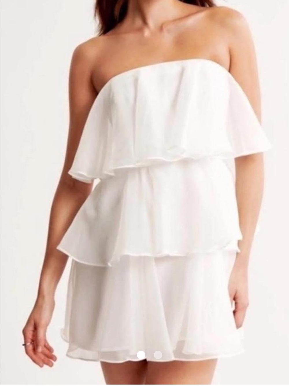 Abercrombie & Fitch White Strapless Tiered Mini Dress